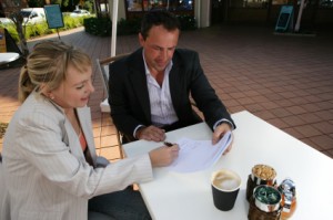 two people talking and listening