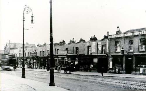 Gloucester road, Horfield around 1920. No 230 is behind the centre lamp-post!